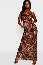 Boohoo Leopard Mesh Maxi Dress