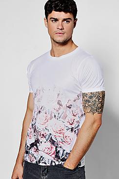 Boohoo Faded Rose Pastel Sublimation T Shirt