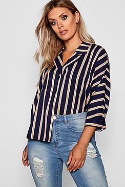 Boohoo Plus Stripe Oversized Shirt