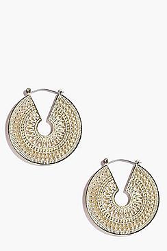 Boohoo Bethany Eastern Intricate Hoop Earrings