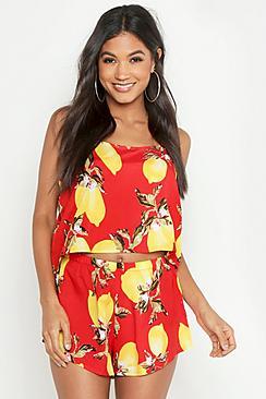 Boohoo Lemon Print Cami & Short Pyjamas