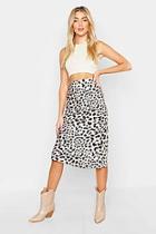 Boohoo Bias Satin Leopard Print Midaxi Skirt