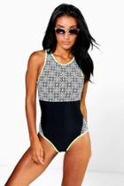 Boohoo Cairo Mono Cross Panelled Bathing Suit Black