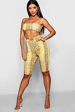 Boohoo Snake Print Slinky Cycling Shorts