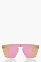 Boohoo Reflective Oversized Visor Sunglasses With Pouch