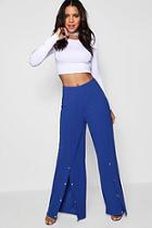 Boohoo Popper Front Crepe Wide Leg Trousers