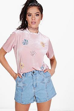 Boohoo Petite Nadia Embellished T-shirt