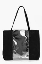Boohoo Alice Boutique Suede Metallic Panel Day Bag
