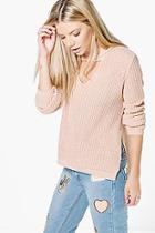 Boohoo Eloise Wrap Choker Neck Fisherman Jumper