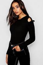 Boohoo Cold Shoulder Tie Detail Knitted Top