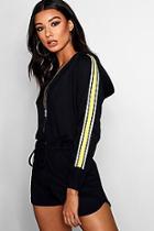 Boohoo Ellie Sports Tape Hooded Playsuit