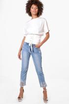 Boohoo Faye Destroyed Hem Low Rise Jeans Blue