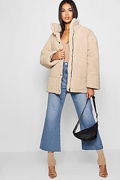 Boohoo Oversized Fleece Puffer Jacket