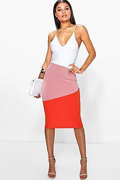 Boohoo Pernille Strappy Colour Block Detail Midi Dress