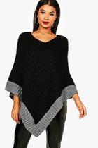 Boohoo Maisie Colour Block Poncho Knitted