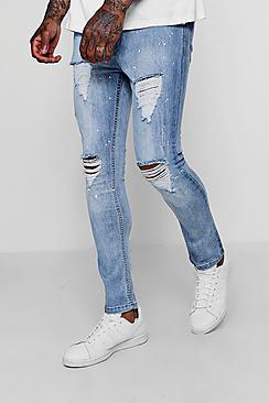 Boohoo Skinny Distressed Paint Splatter Jeans