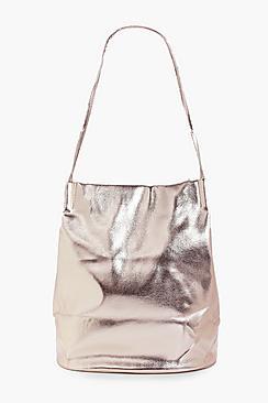Boohoo Phoebe Metallic Corner Detail Shopper