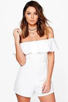 Boohoo Rose Bandeau Frill Long Sleeve Playsuit