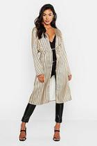 Boohoo Satin Stripe Tie Waist Jacket