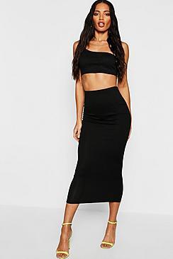 Boohoo Jumbo Rib Midaxi Neon Skirt