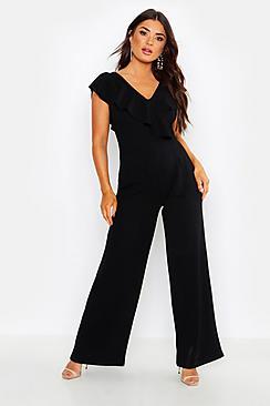 Boohoo Ruffle Wrap Jumpsuit