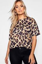 Boohoo Plus Leopard Print Oversized T-shirt