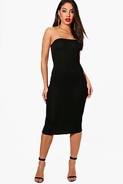 Boohoo Maya Bandeau Curved Hem Bodycon Dress