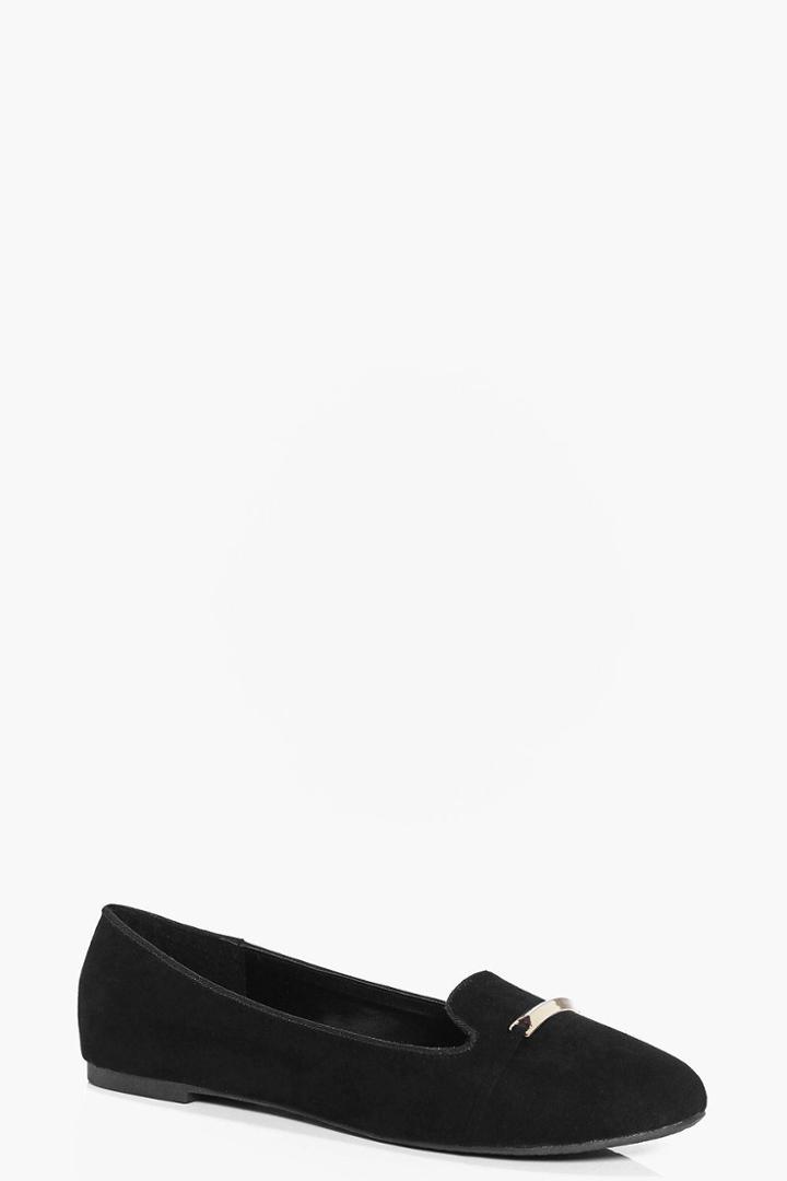 Boohoo Amy Metal Trim Slipper Ballet Black