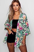 Boohoo Plus Kara Animal + Floral Kimono