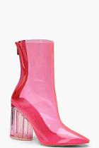 Boohoo Neon Clear Block Heel Shoe Boots