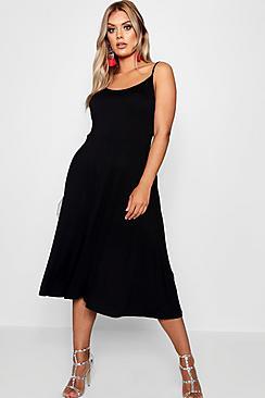 Boohoo Plus Imogen Jersey Basic Midi Skater Dress
