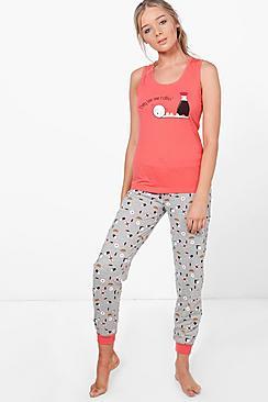 Boohoo Sofia Sushi Print Legging And Vest Pj Set