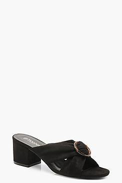 Boohoo Tortoise Ring Detail Block Heel Mules