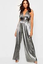 Boohoo Extreme Wide Leg Plisse Frill Co-ord