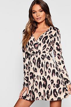 Boohoo Glitter Animal Wrap Mini Dress