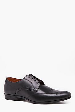 Boohoo Real Leather Wing Cap Gibson Brogue