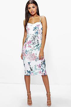 Boohoo Isla Strappy Floral Midi Dress