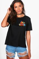 Boohoo Tall Kacy Heart Badge T-shirt Black