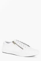 Boohoo Croc Pu Lace Up Trainer With Zip White