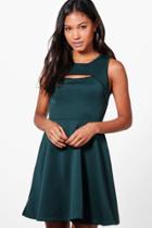 Boohoo Anna Cutout Sleeveless Dress Green