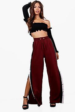 Boohoo Natalie Contrast Stripe Popper Side Sweat Jogger