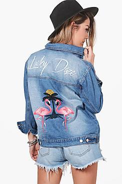Boohoo Petite Alice Embroidered Denim Jacket