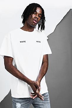 Boohoo Oversized White Noise Printed T-shirt