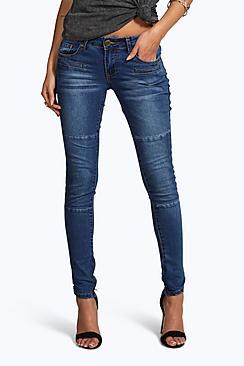 Boohoo Ellie Low Rise Panelled Pocket Detail Skinny Jeans