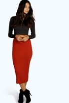 Boohoo Imogen Longline Jersey Skirt Rust