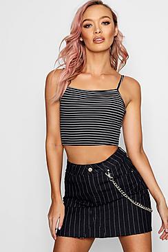 Boohoo Brooke Bright Stripe Square Neck Crop