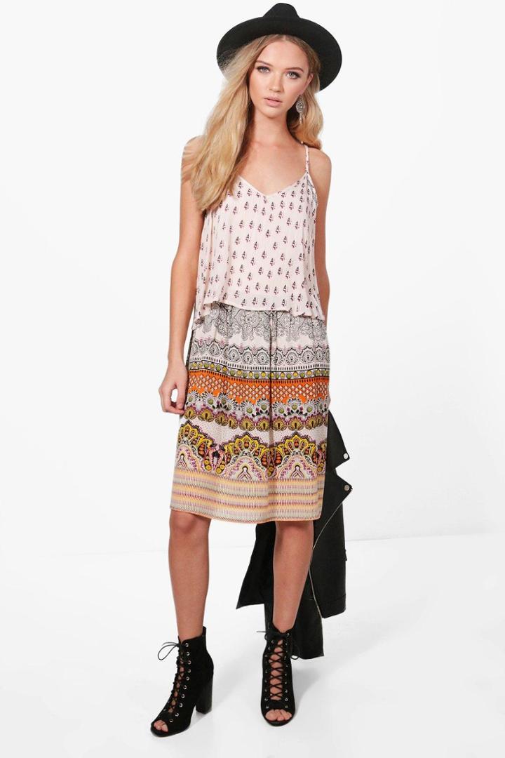 Boohoo Poppy Double Layer Paisley Shift Dress Multi