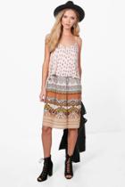 Boohoo Poppy Double Layer Paisley Shift Dress Multi