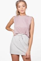 Boohoo Rachel Raw Edge Marl Tank Top Rose