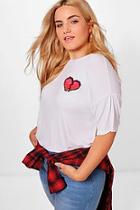 Boohoo Plus Dawn Heart Badge T Shirt